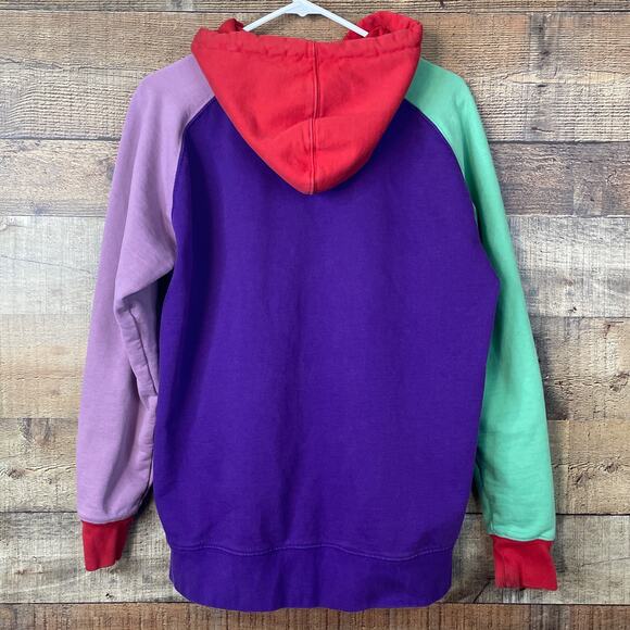 Teddy Fresh Color Block Hoodie Sweatshirt Purple Red Green Size Medium - Picture 5 of 7